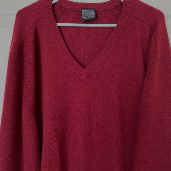 100% CASHMERE Clan Douglas Burgundy V Neck Vintage Nordstrom Sz XL - Picture 6 of 13